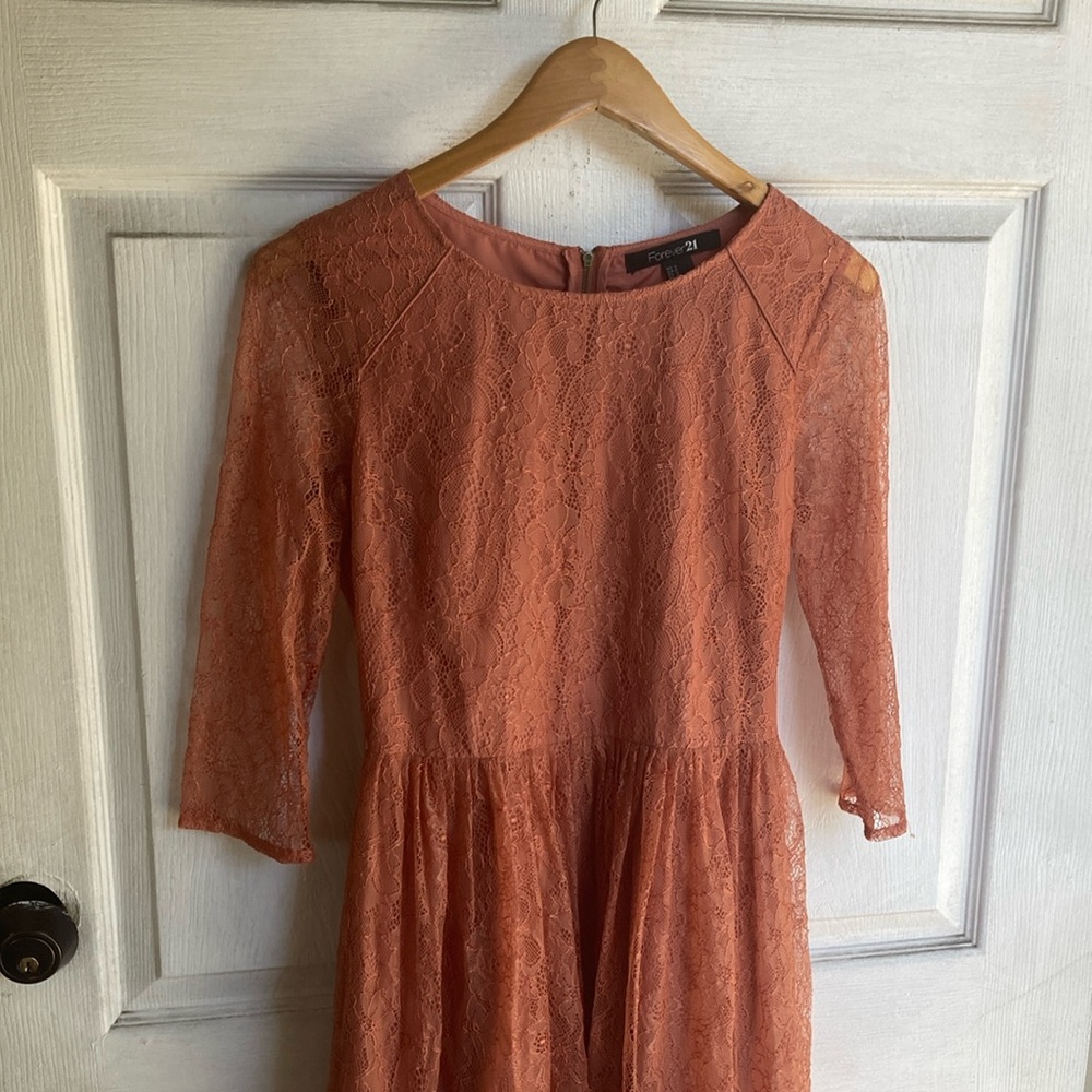 Forever 21 Orange A-Line Dress 3/4 Raglan Sleeves